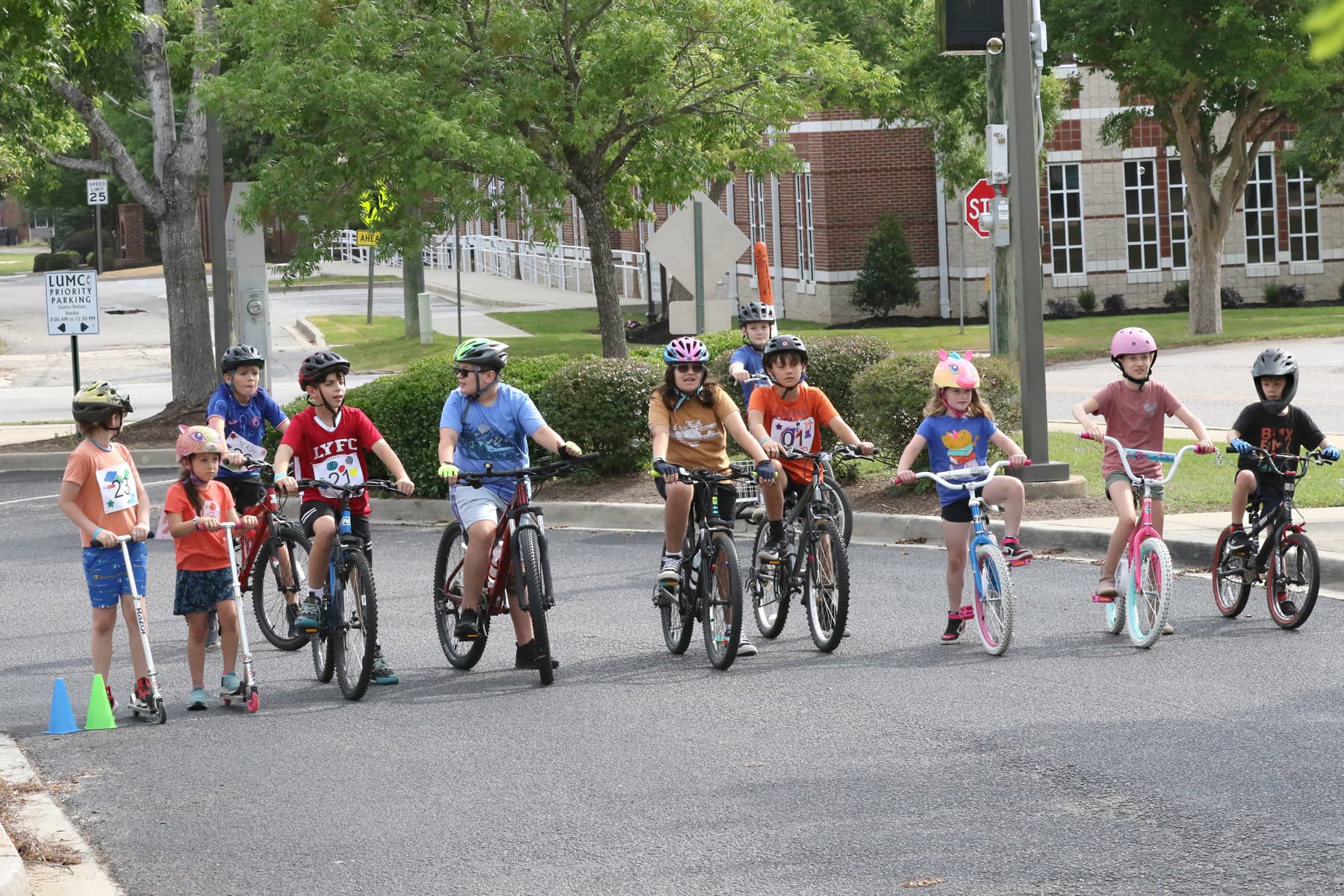 Riders lined up at the starting line of Bike4Life, in honor of Jack Timmerman